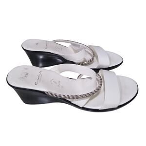 [H420] Comtesa White Dressy Sandal in White/Silver Strappy Sandals